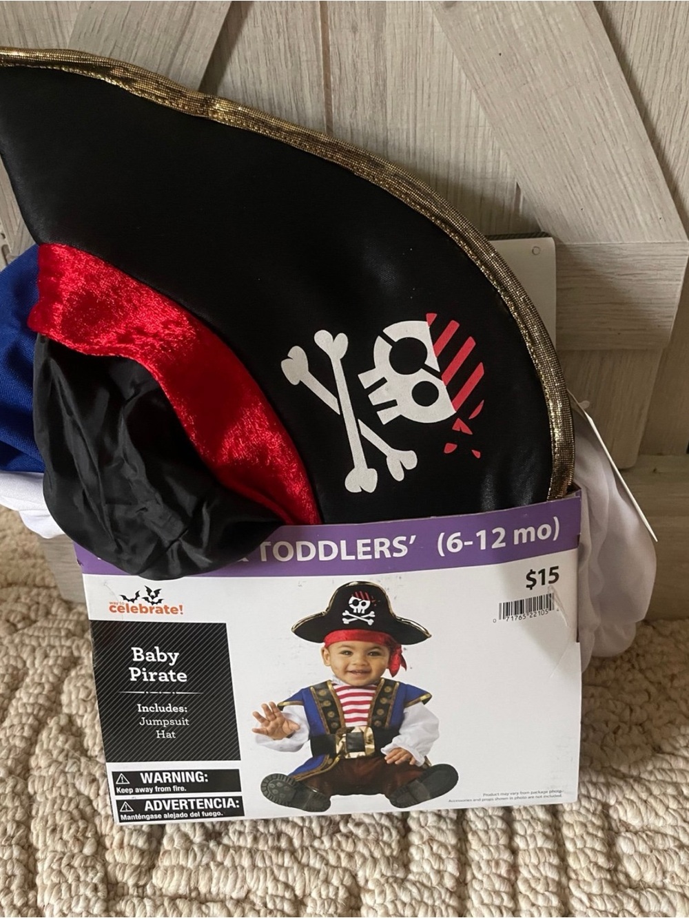 Baby Pirate One-Piece and Hat - Black/Red (6-12 mo)